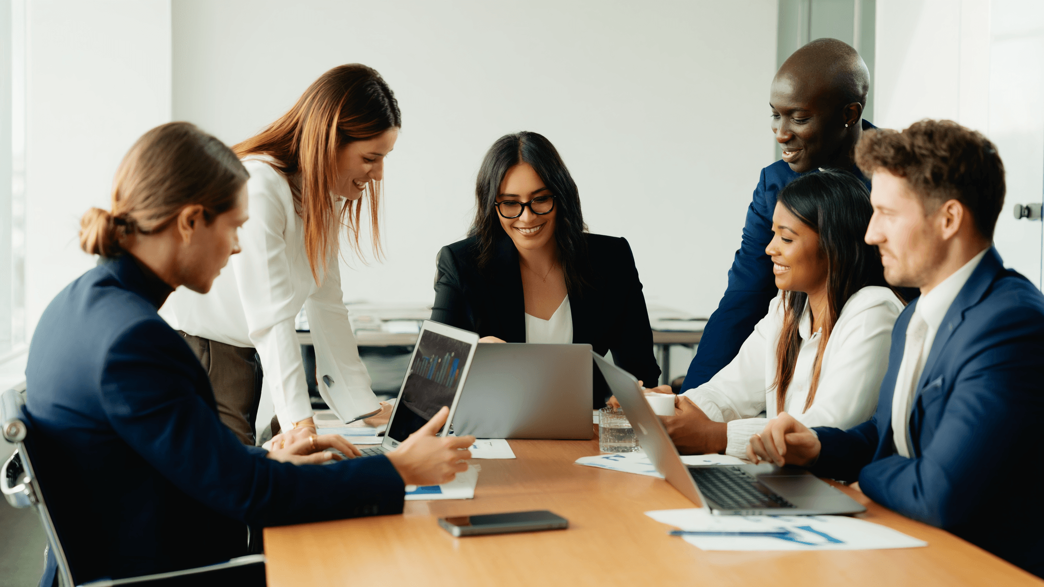 Professional team working together in modern office
